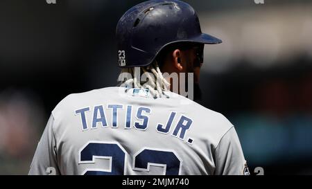 San Diego Padres right fielder Fernando Tatis Jr. (23) in the eighth inning  of a baseball game Saturday, June 10, 2023, in Denver. (AP Photo/David  Zalubowski Stock Photo - Alamy