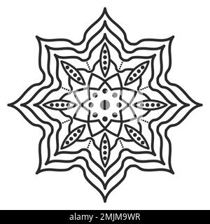 Flower Round Mandala Indian Concept Design Hand Drawn Vector Illustration Stock Vector