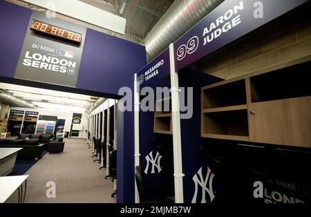 The New York Yankees changing Room is seen during an unveiling of