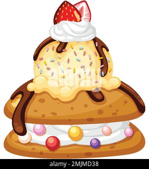 Vanilla ice cream  with cookies illustration Stock Vector