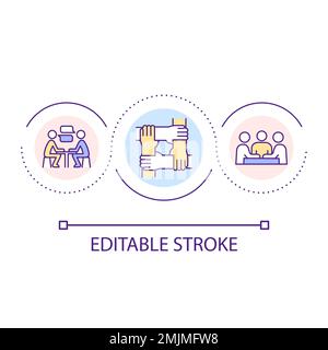Collaboration between people loop concept icon Stock Vector