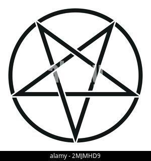 Pentagram in circle - vector illustration of simple five-pointed star in circle, isolated on white Stock Vector