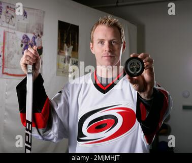 Brad Fast, a former player with the Carolina Hurricanes, is shown Monday,  Dec. 16, 2013, in East Lansing, Mich. Fast scored a goal against the  Florida Panthers. (AP Photo/Al Goldis Stock Photo 