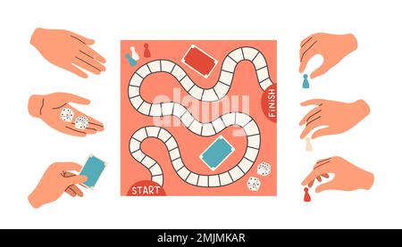 Group of people playing together with a board game Stock Vector