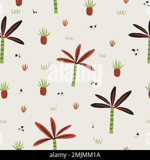 Tropical jungles cartoon doodle seamless pattern Stock Vector