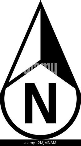 Basic North Arrow Mark Sign Symbol Icon for Map Orientation. Vector Image. Stock Vector