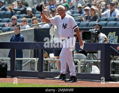 Former New York Yankees outfielder Lou Piniella with Joe Girardi and Tino  Martinez during Old Timers Day at Yankee Stadium on June 26, 2011 in Bronx,  NY. (AP Photo/Tomasso DeRosa Stock Photo 