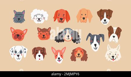 16 Dog Breeds Best Icons Set. Vector illustration Stock Vector
