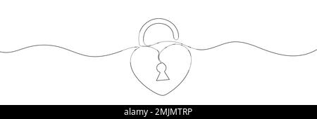Continuous line drawing heart shaped lock. Love concept. Vector illustration Stock Vector