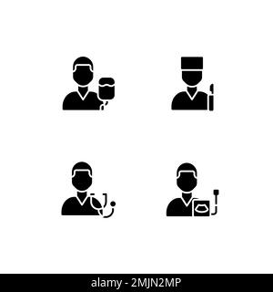 Diagnostics and treatment black glyph icons set on white space Stock Vector
