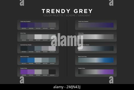 Grey color palettes, color schemes, color gradients. Set of modern web ...