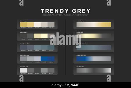 Grey color palettes, color schemes, color gradients. Set of modern web ...