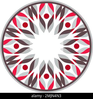 Abstract geometric pattern in red-grey-brown colors, with waves and dots. Vector illustration. Stock Vector