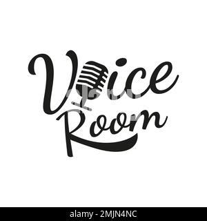 Sound Room Logotype inspiration using a microphone. templates. flat vector, icon, logo design on white background. Stock Vector