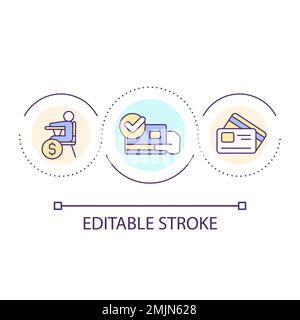 Teaching children to use credit cards loop concept icon Stock Vector
