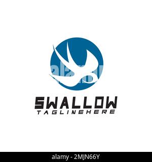 Swallow logo. silhouette swallow flying logo vector isolated white background Stock Vector