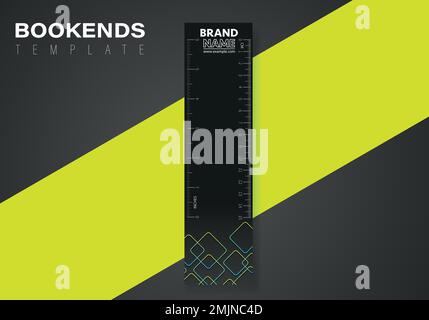 Vertical vector bookmarks design template with ruller and logo space. Inch and cm ruller on bookmarks design template. Stock Vector