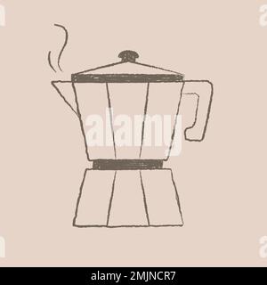 Moka pot coffee illustration, cafe & bakery design vector Stock Vector