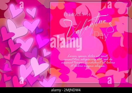 Illustration of Dia de San Valentin or Valentine's Day. Pink and purple colors. Hearts representing love. Space for text. Stock Vector