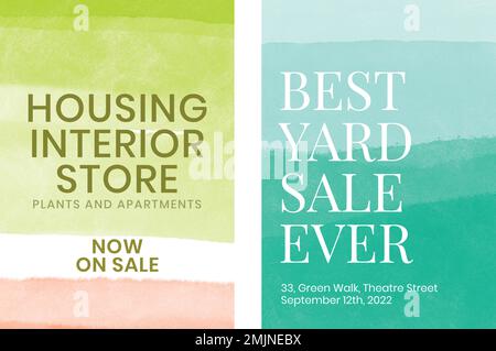 Watercolor promotion flyer template abstract background vector collection Stock Vector