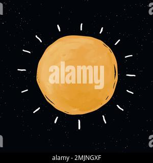 Sun drawing, doodle icon vector, cute galaxy illustration Stock Vector
