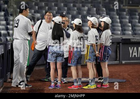 Girl group TWICE members at ball game