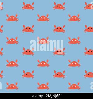 Vector seamless pattern with crab.Underwater cartoon creatures.Marine background.Cute ocean pattern for fabric, childrens clothing,textiles,wrapping Stock Vector