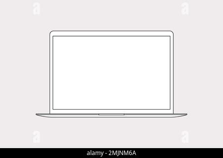 Laptop outline, blank screen digital device vector illustration Stock Vector