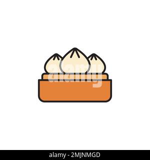 Chinese Dim Sum vector icon. filled color sign for mobile concept and web design Stock Vector