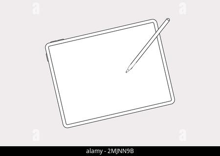 Tablet outline, blank screen, digital device vector illustration Stock Vector