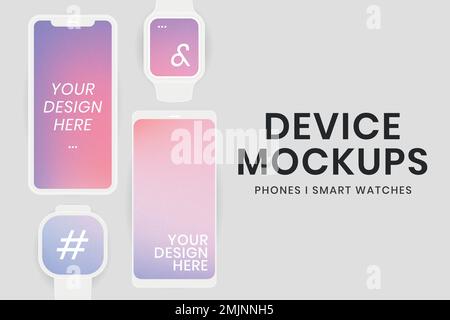 Digital device screen mockup vector illustration set Stock Vector