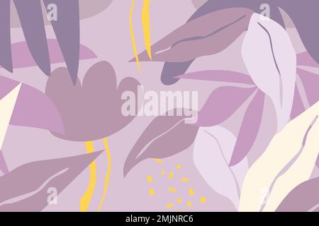 Purple leaf background, tropical seamless pattern vector Stock Vector