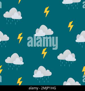 Cute seamless kids pattern background, rainy cloud vector illustration Stock Vector