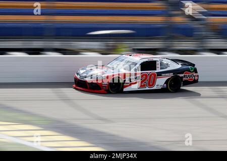 Christopher Bell drives his car during practice for a NASCAR Xfinity Series auto race, Saturday, June 15, 2019, at Iowa Speedway in Newton, Iowa. (AP Photo/Charlie Neibergall)