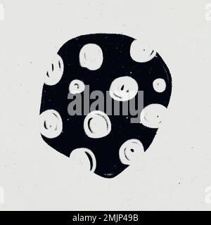 Polka dot shape sticker, doodle clipart in black and white vector Stock Vector