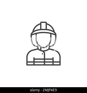Fireman avatar line icon. linear style sign for mobile concept and web design. Stock Vector