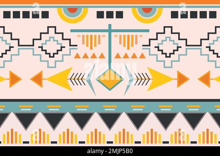 Ethnic geometric background, pattern vector, seamless colorful design Stock Vector