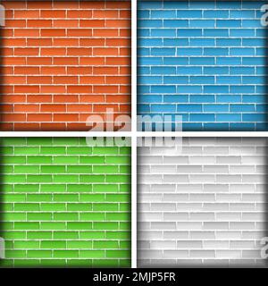 Old brick wall, four different colors, vector eps10 illustration Stock Vector
