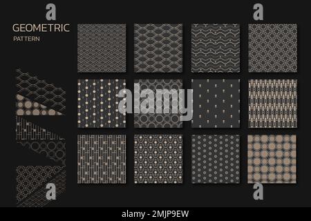 Seamless geometric pattern vector set Stock Vector