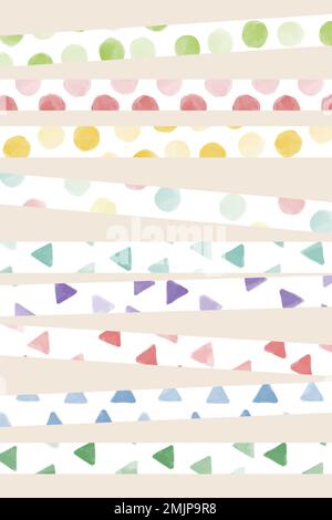 Colorful watercolor line seamless pattern  design vector set Stock Vector