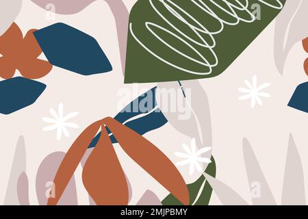 Aesthetic nature background, beige seamless pattern vector Stock Vector