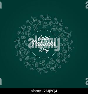 saint patricks day background with image of hat, smoke pipe and gold coins Stock Vector