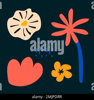 Aesthetic flower shape, design element set vector Stock Vector Image ...