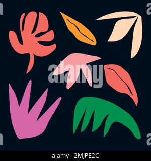 Abstract funky leaf, aesthetic design element set vector Stock Vector