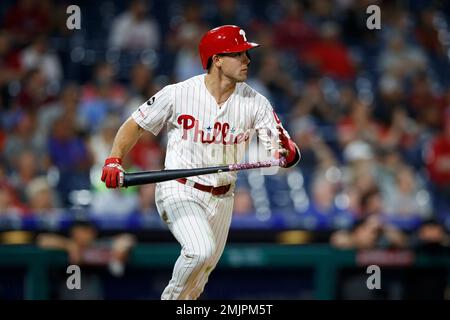 Dunedin, The United States. 24th Mar, 2023. Philadelphia Phillies' Scott  Kingery at bat during a spring training game against the Toronto Blue Jays  at TD Ballpark in Dunedin, Fla., Friday, March 24