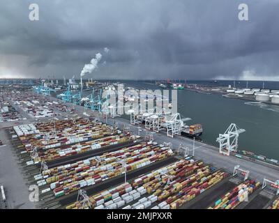 Rotterdam, 19th of January 2023, The Netherlands. The Port of Rotterdam one of the busiest and most technologically advanced ports in the world, large Stock Photo