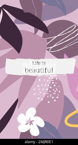 Life is beautiful story template, editable botanical design vector Stock Vector