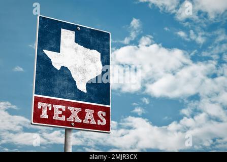 Texas road sign in vintage design Stock Photo