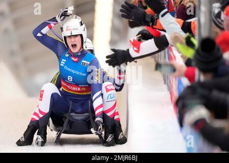 Selina Egle and Lara Michaela Kipp of Austria celebrate during the