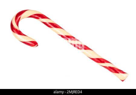 traditional candy cane cut out on white background Stock Photo